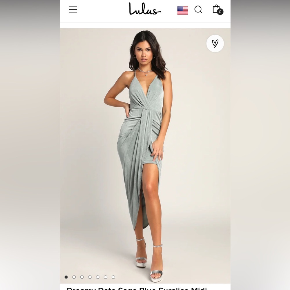 NWT Dreamy Date Icy Sage Blue Surplice Midi dress XS - Lulus